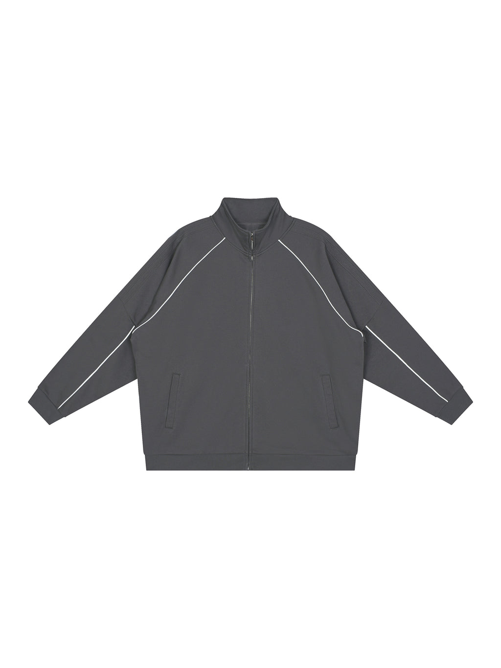 Reflective,Striped,Raglan,Full Zip,Jacket