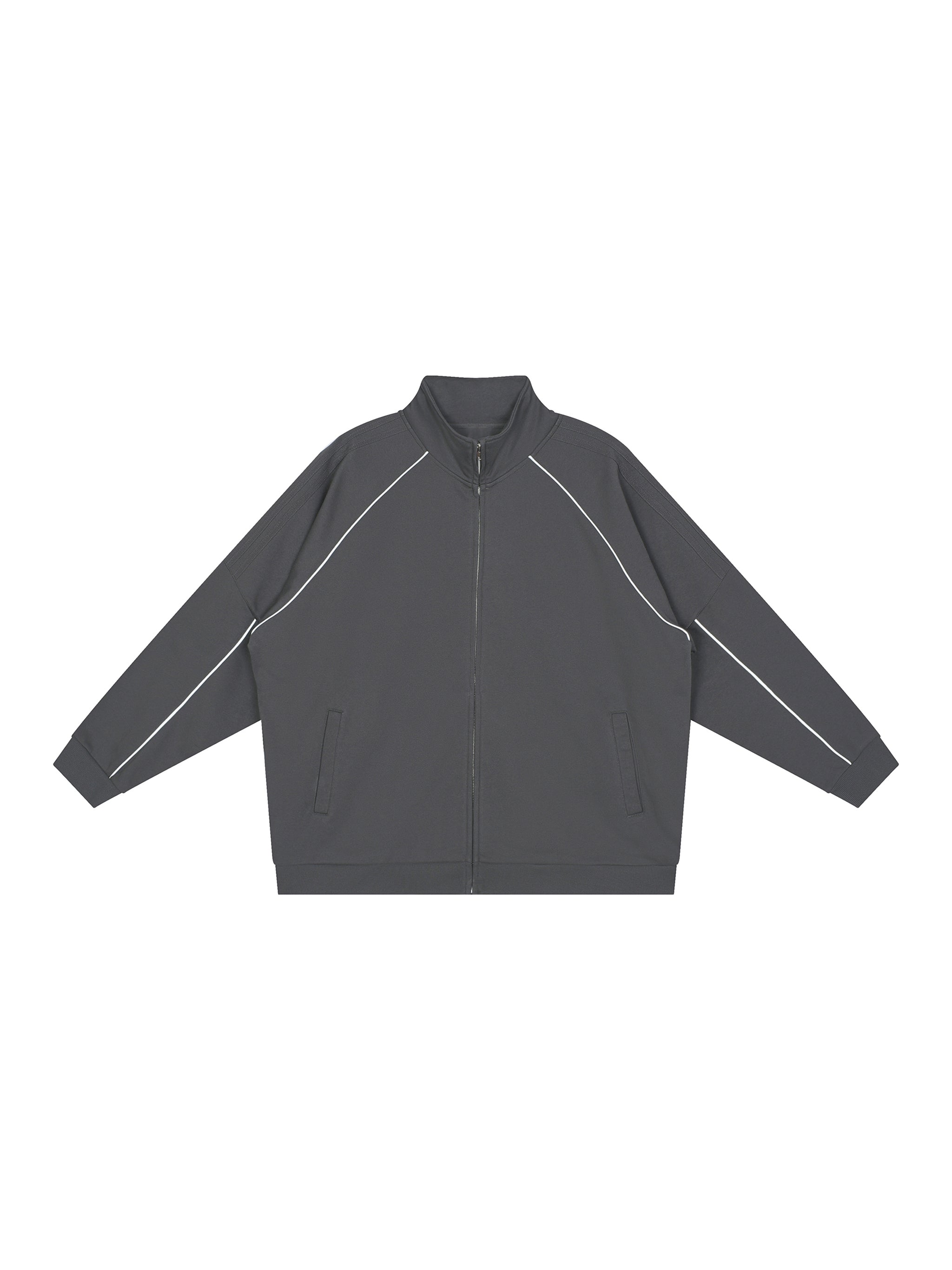 Reflective,Striped,Raglan,Full Zip,Jacket