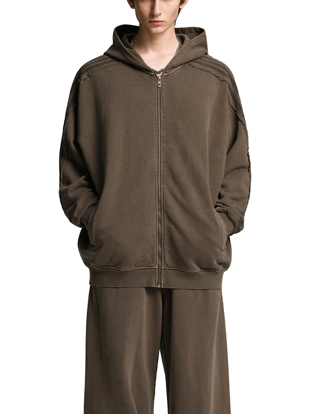 Snow Washed,Tape,Raw Edge,Full Zip,Hoodie