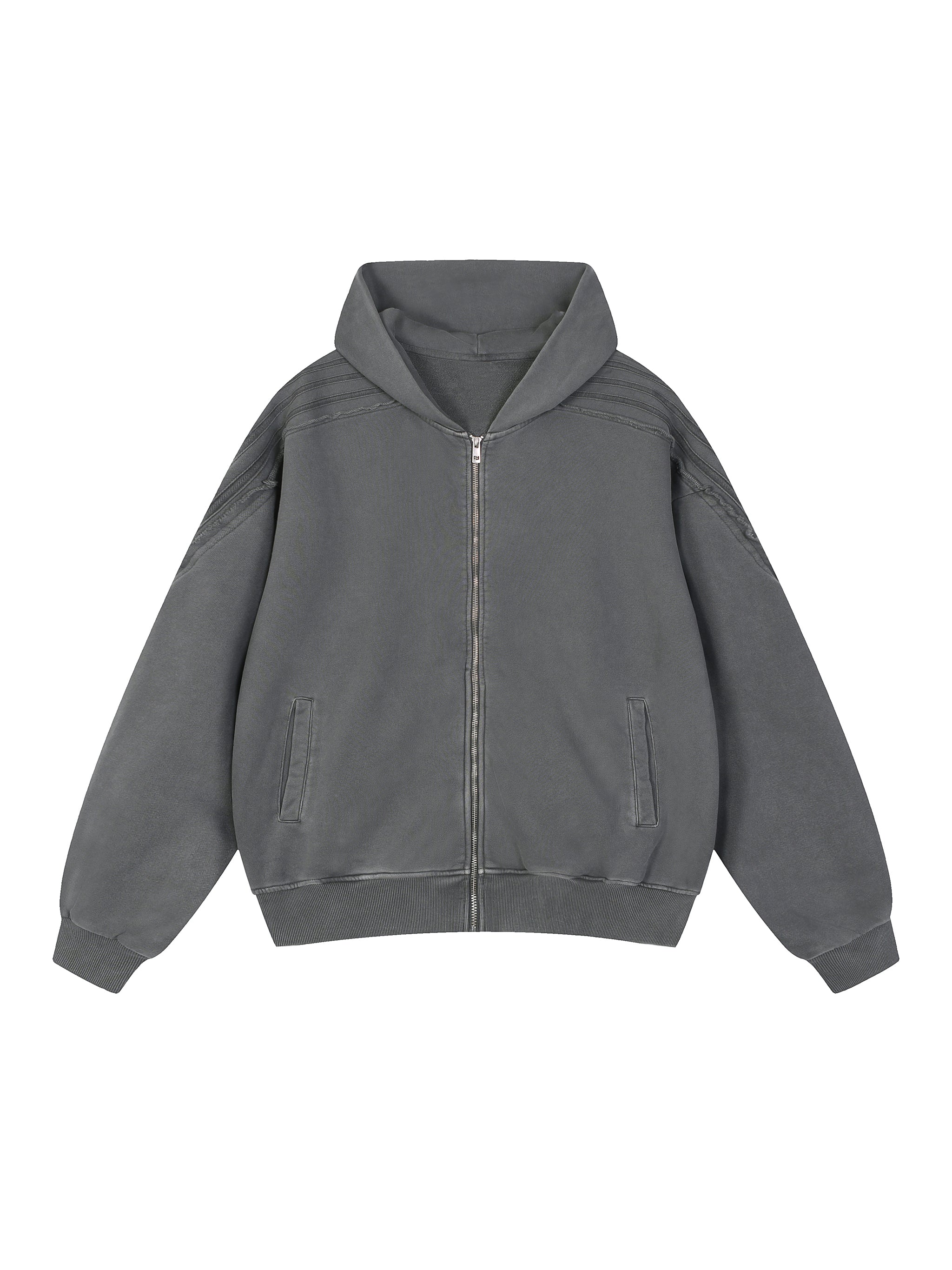 Snow Washed,Tape,Raw Edge,Full Zip,Hoodie